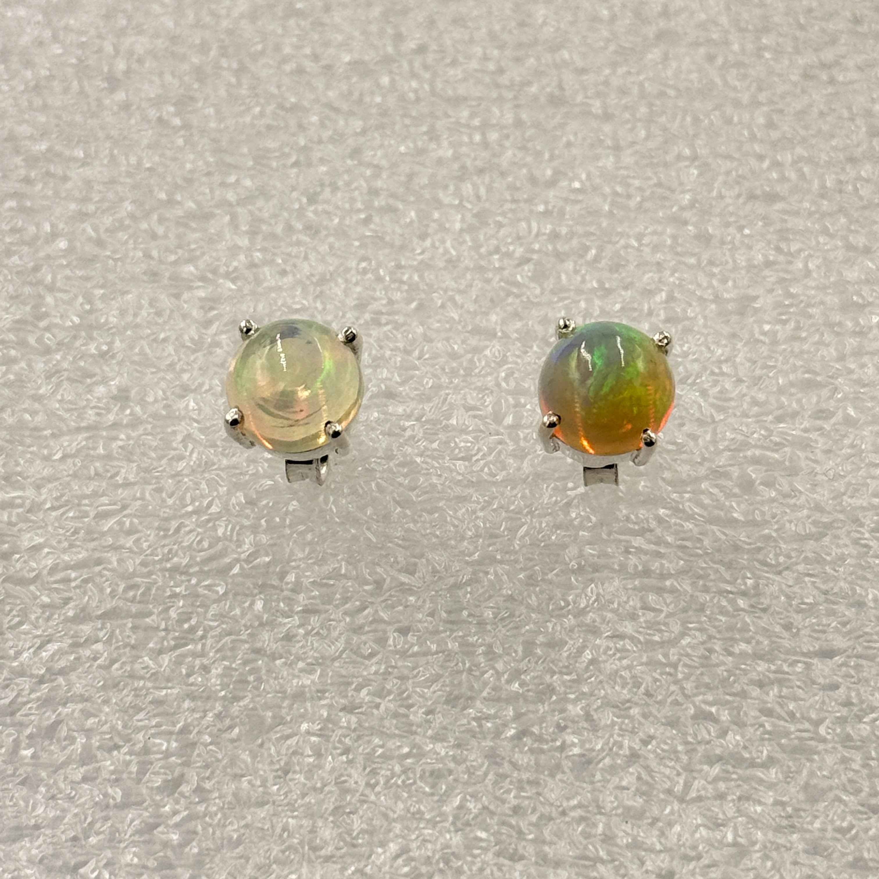 Sterling Silver Round Ethiopian Opal Post Earrings