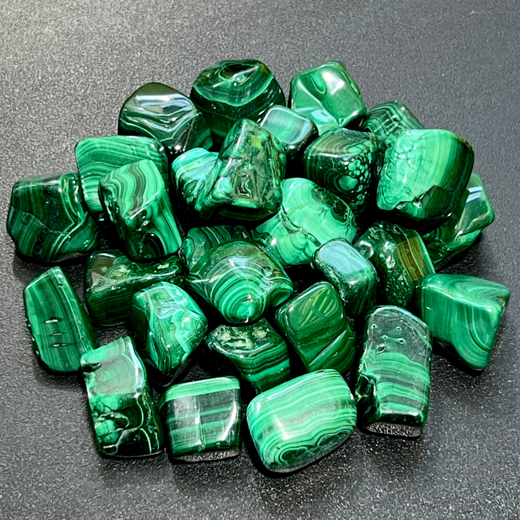 Malachite Tumbled (3 Pcs) Polished Natural Gemstones Healing Crystals And Stones - New Age Realms