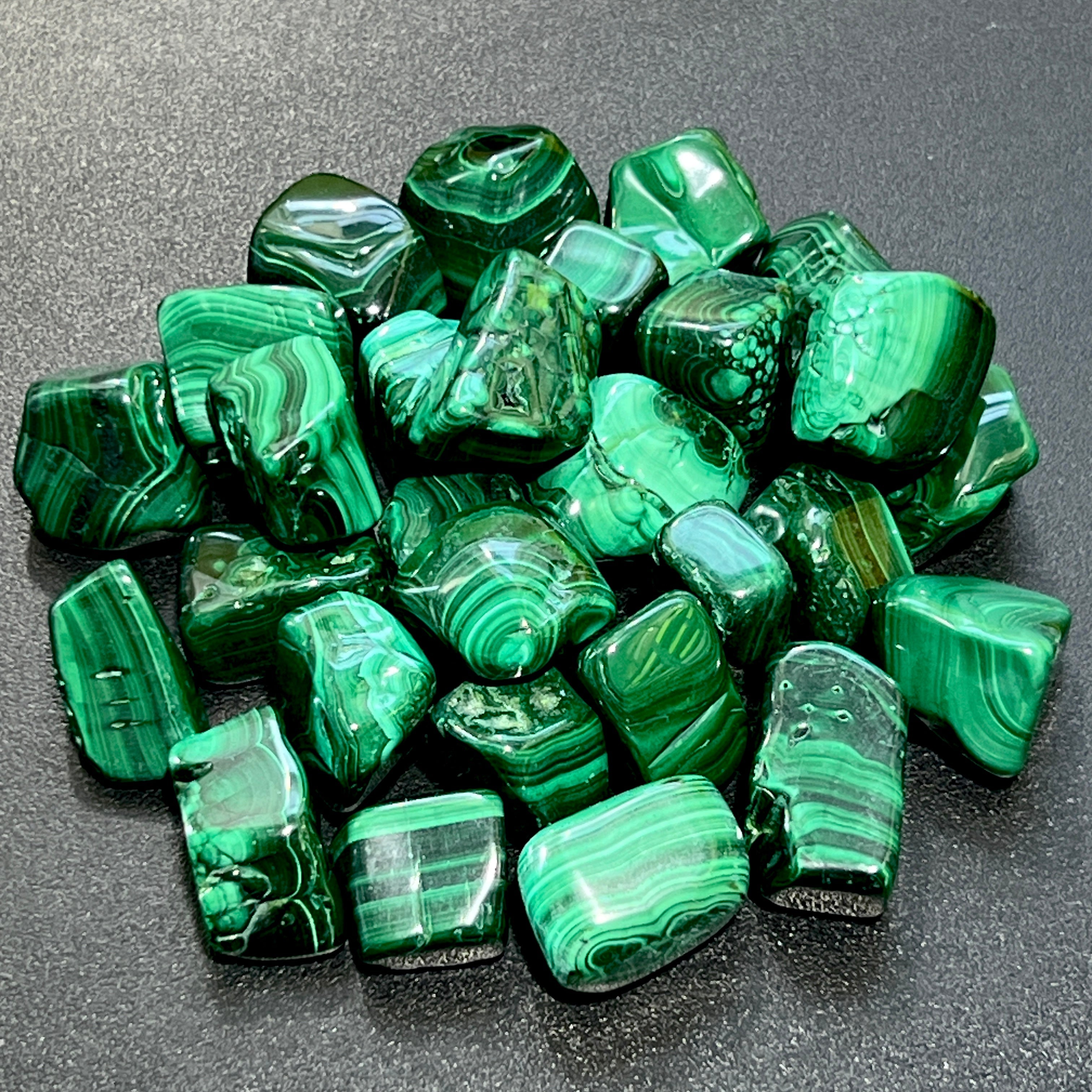 Malachite Tumbled (3 Pcs) Polished Natural Gemstones Healing Crystals And Stones - New Age Realms