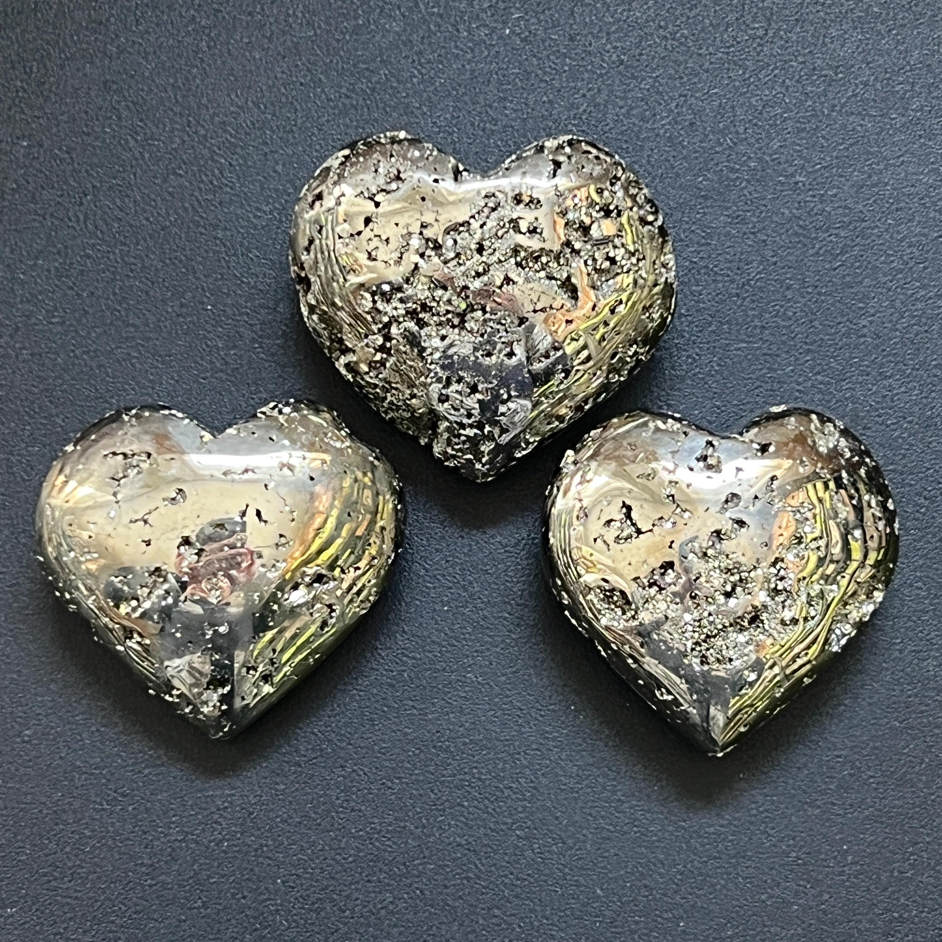 Large Iron Pyrite Druzy Crystal Puffy Heart Polished Carving Wholesale Fools Gold - New Age Realms