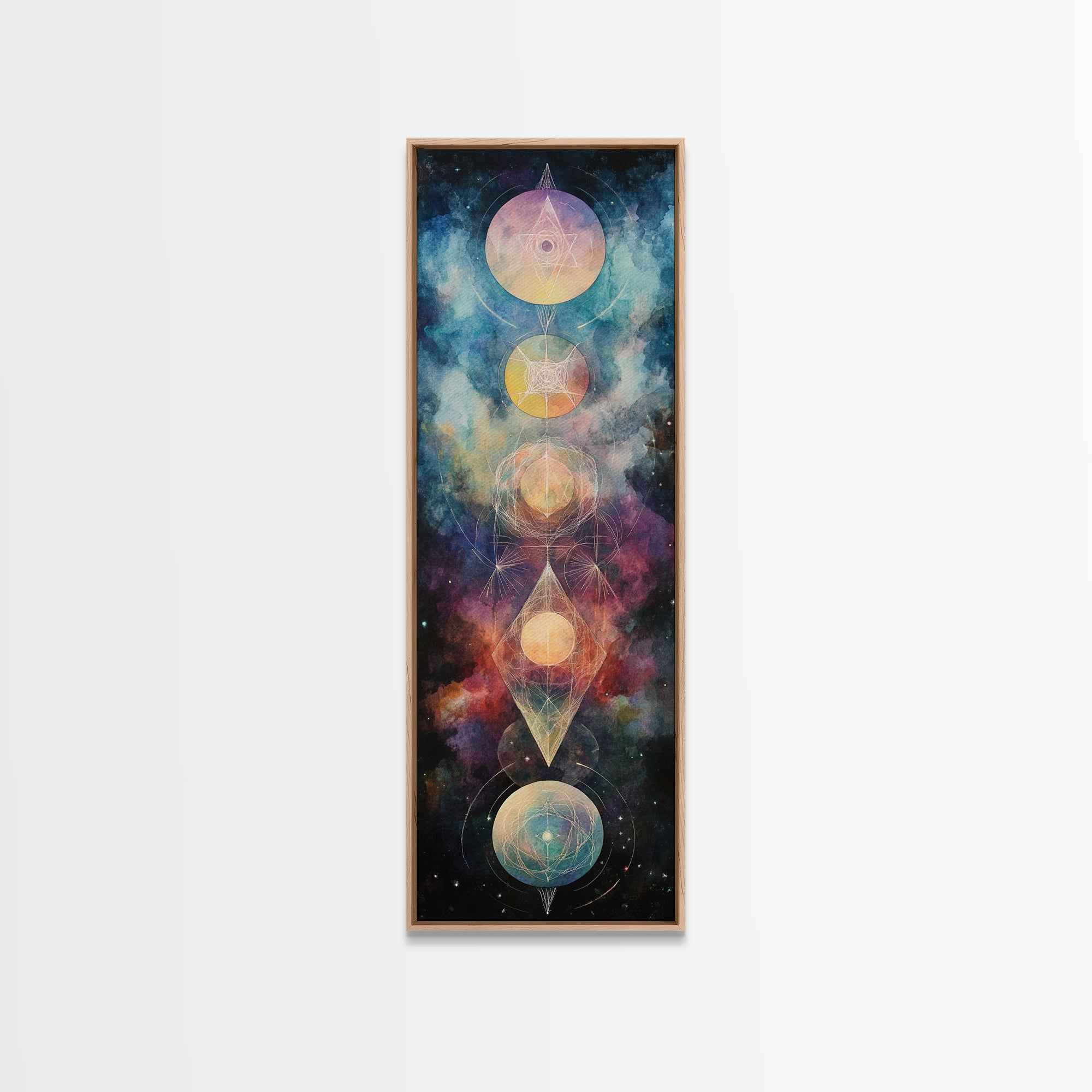 Galactic Chakra Canvas Print With Sacred Geometry Art, Wabi Sabi Inspired, And Therapy Art For Bedroom Or Meditation Spaces