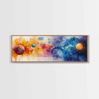 Framed Canvas Print of Cosmic Science Art with Space Diagrams, Therapy Art, Sacred Geometry Wall Art, Horizontal Living Room Art