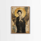 Ethereal Angel Framed Canvas Print Dark Angels Wall Art Goddess Art Print Rustic Wall Art Sacred Geometry Art Spiritual Decor Bedroom Art