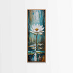 White Lotus, zen wall art, botanical prints, yoga art, teal wall art, sacred geometry wall art, framed canvas print, minimalist art