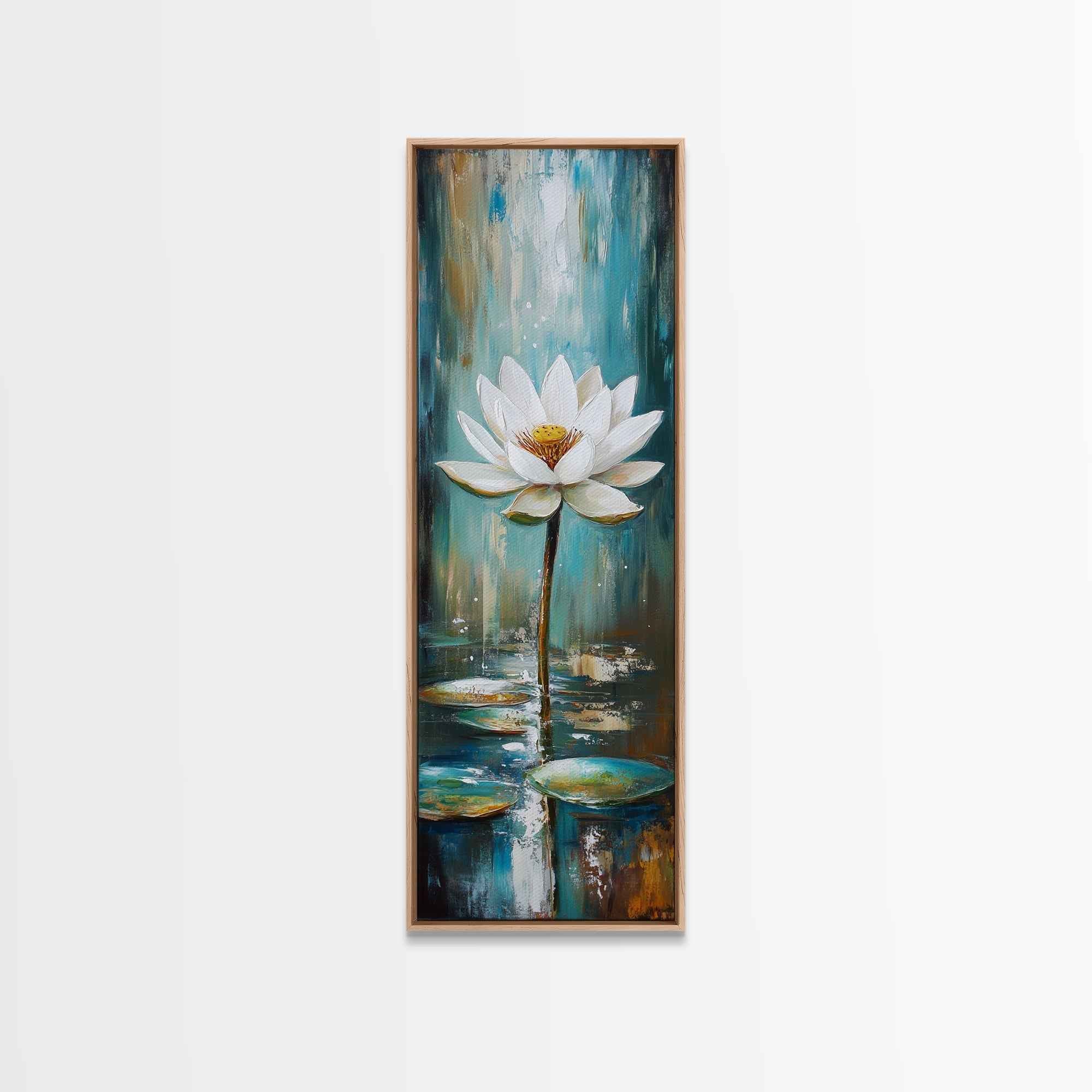 White Lotus, zen wall art, botanical prints, yoga art, teal wall art, sacred geometry wall art, framed canvas print, minimalist art