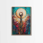 Sacred Symbol Artwork, sacred geometry wall art, abstract energy art, teal wall art, mystical artwork, framed canvas print, boho art, moody art