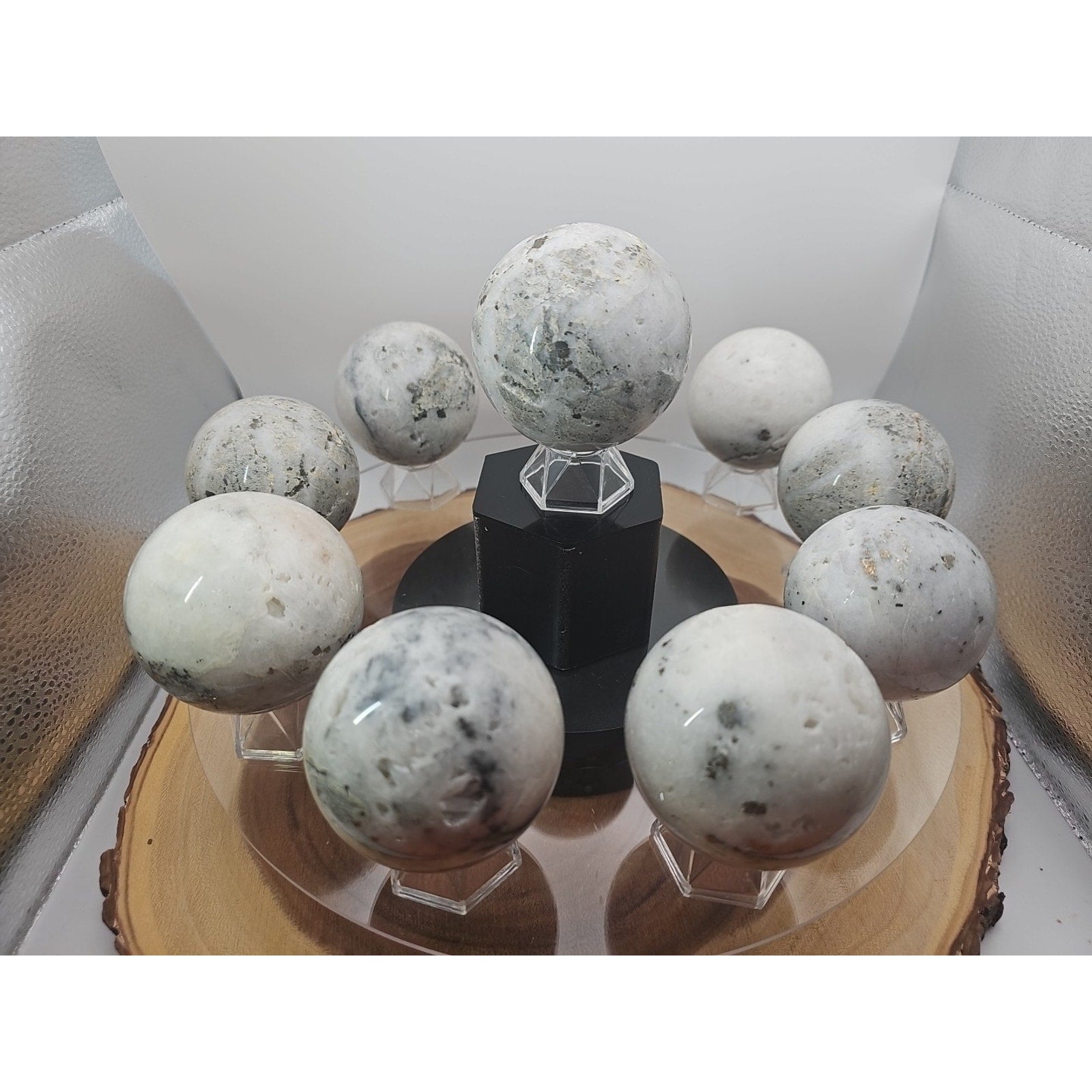 1 Each Natural Golden Pyrite & Jasper Crystal Sphere Ball Polished 55mm + - New Age Realms