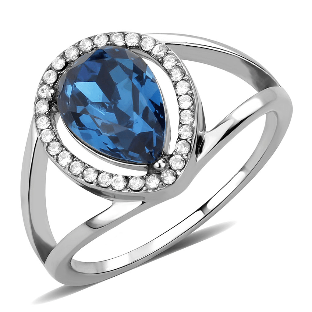 High polished (no plating) Stainless Steel Ring with Top Grade Crystal in Montana - New Age Realms