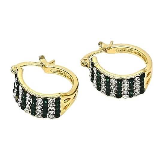 18k Gold-filled Emerald Crystal Pavé High-polish Cubic Zirconia Earrings - New Age Realms