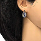 18k Gold Filled High Polish Finish 5 Line Sapphire Crystal Earring - New Age Realms