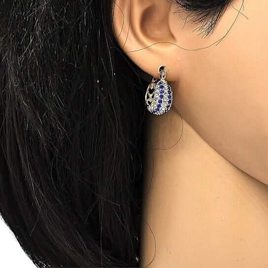 18k Gold Filled High Polish Finish 5 Line Sapphire Crystal Earring - New Age Realms