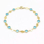 18k Gold Filled High Polish Finish Aquamarine Crystal Ankle Bracelet - New Age Realms