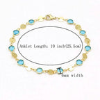 18k Gold Filled High Polish Finish Aquamarine Crystal Ankle Bracelet - New Age Realms