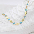 18k Gold Filled High Polish Finish Aquamarine Crystal Ankle Bracelet - New Age Realms