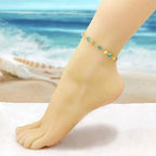 18k Gold Filled High Polish Finish Aquamarine Crystal Ankle Bracelet - New Age Realms