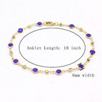 18k Gold Filled High Polish Finish Blue Crystal Ankle Bracelet - New Age Realms