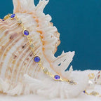18k Gold Filled High Polish Finish Blue Crystal Ankle Bracelet - New Age Realms
