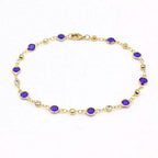 18k Gold Filled High Polish Finish Blue Crystal Ankle Bracelet - New Age Realms
