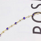 18k Gold Filled High Polish Finish Blue Crystal Ankle Bracelet - New Age Realms