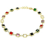 18k Gold Filled High Polish Finish Dark Block Crystal Anklet - New Age Realms