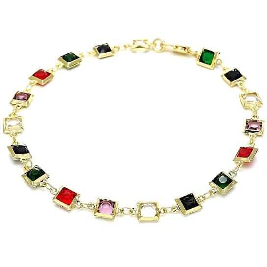 18k Gold Filled High Polish Finish Dark Block Crystal Anklet - New Age Realms