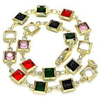 18k Gold Filled High Polish Finish Dark Block Crystal Anklet - New Age Realms