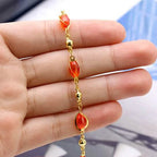 18K Gold Filled High Polish Finish Oval Crystal Ankle Bracelet - New Age Realms
