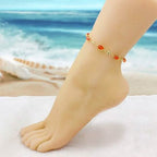 18K Gold Filled High Polish Finish Oval Crystal Ankle Bracelet - New Age Realms
