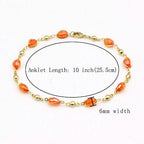 18K Gold Filled High Polish Finish Oval Crystal Ankle Bracelet - New Age Realms