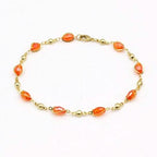 18K Gold Filled High Polish Finish Oval Crystal Ankle Bracelet - New Age Realms
