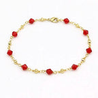 18k Gold Filled High Polish Finish Red Crystal Ankle Bracelet - New Age Realms