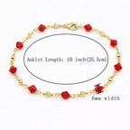 18k Gold Filled High Polish Finish Red Crystal Ankle Bracelet - New Age Realms