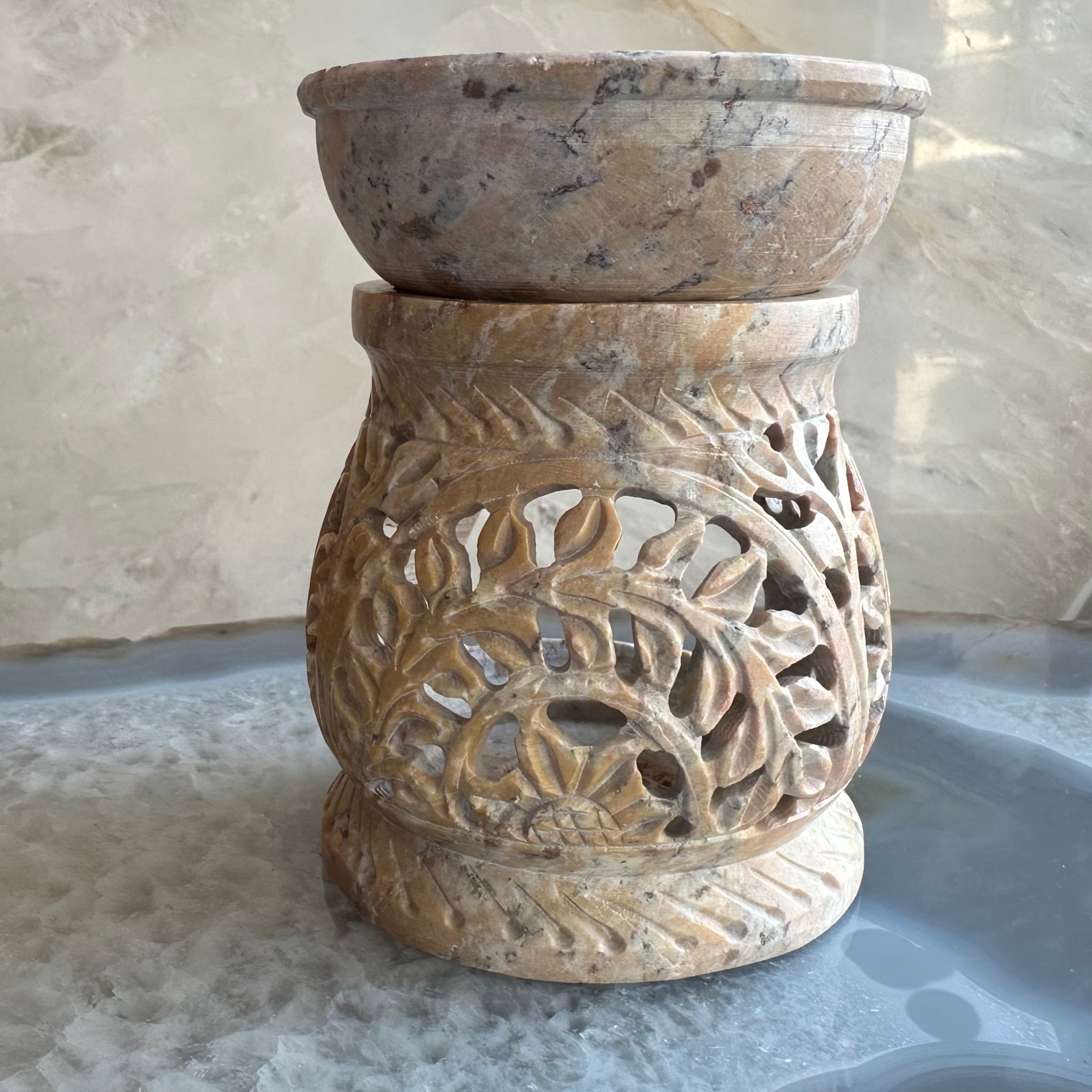 Carved Soapstone Essential Oil Burner 3" - New Age Realms