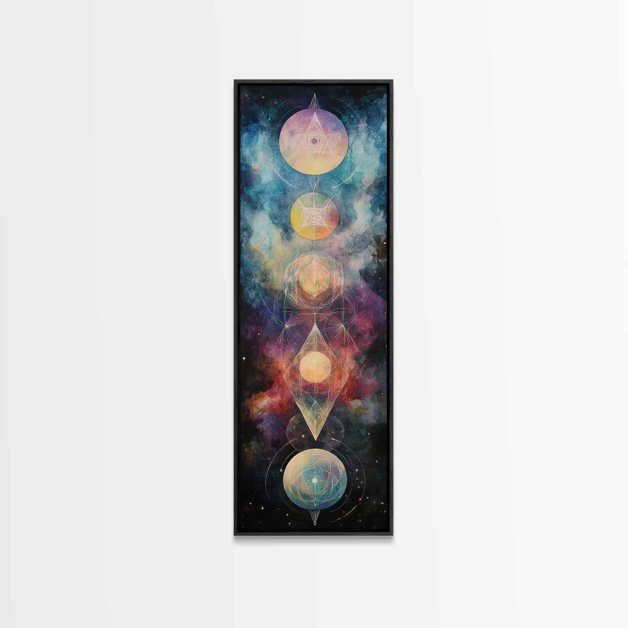 Galactic Chakra Canvas Print With Sacred Geometry Art, Wabi Sabi Inspired, And Therapy Art For Bedroom Or Meditation Spaces