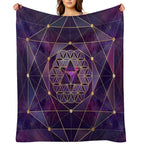 Merkabah in Flower of Life - Sacred Geometry Travel-friendly Throw Blanket