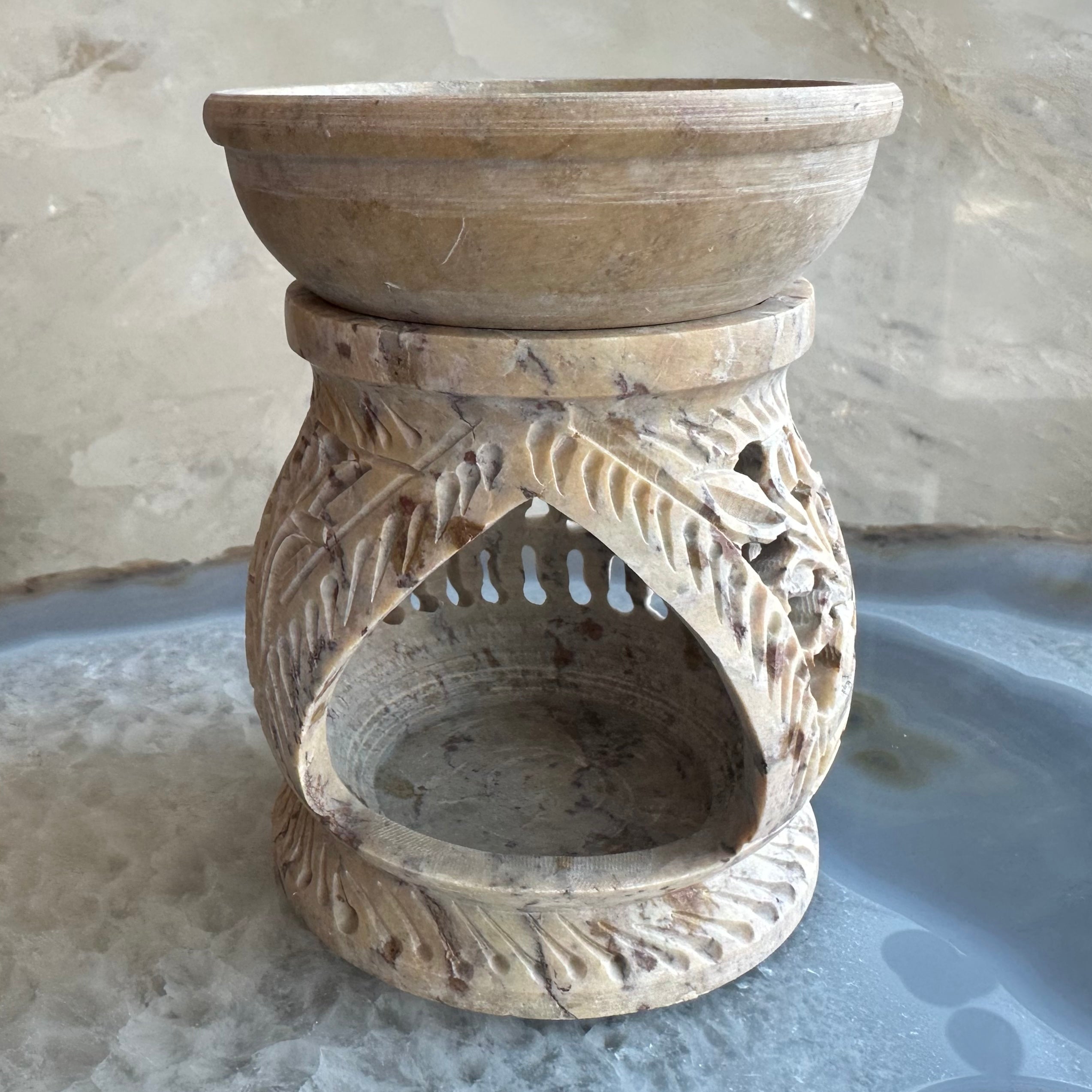 Carved Soapstone Essential Oil Burner 3" - New Age Realms