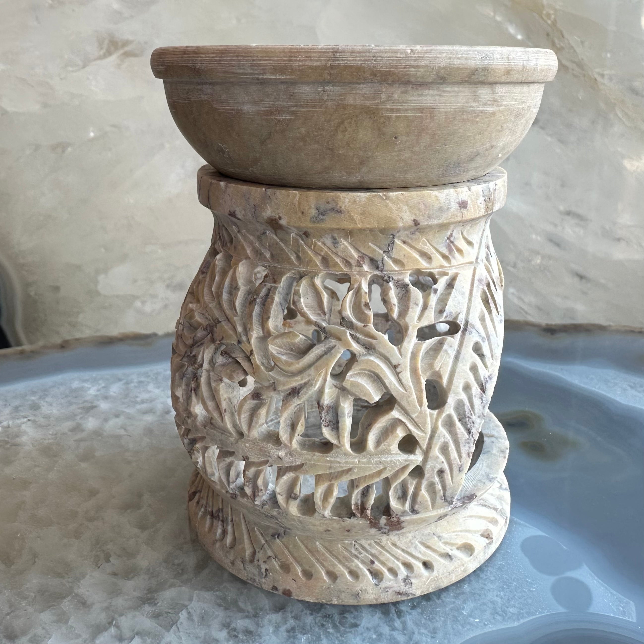 Carved Soapstone Essential Oil Burner 3" - New Age Realms