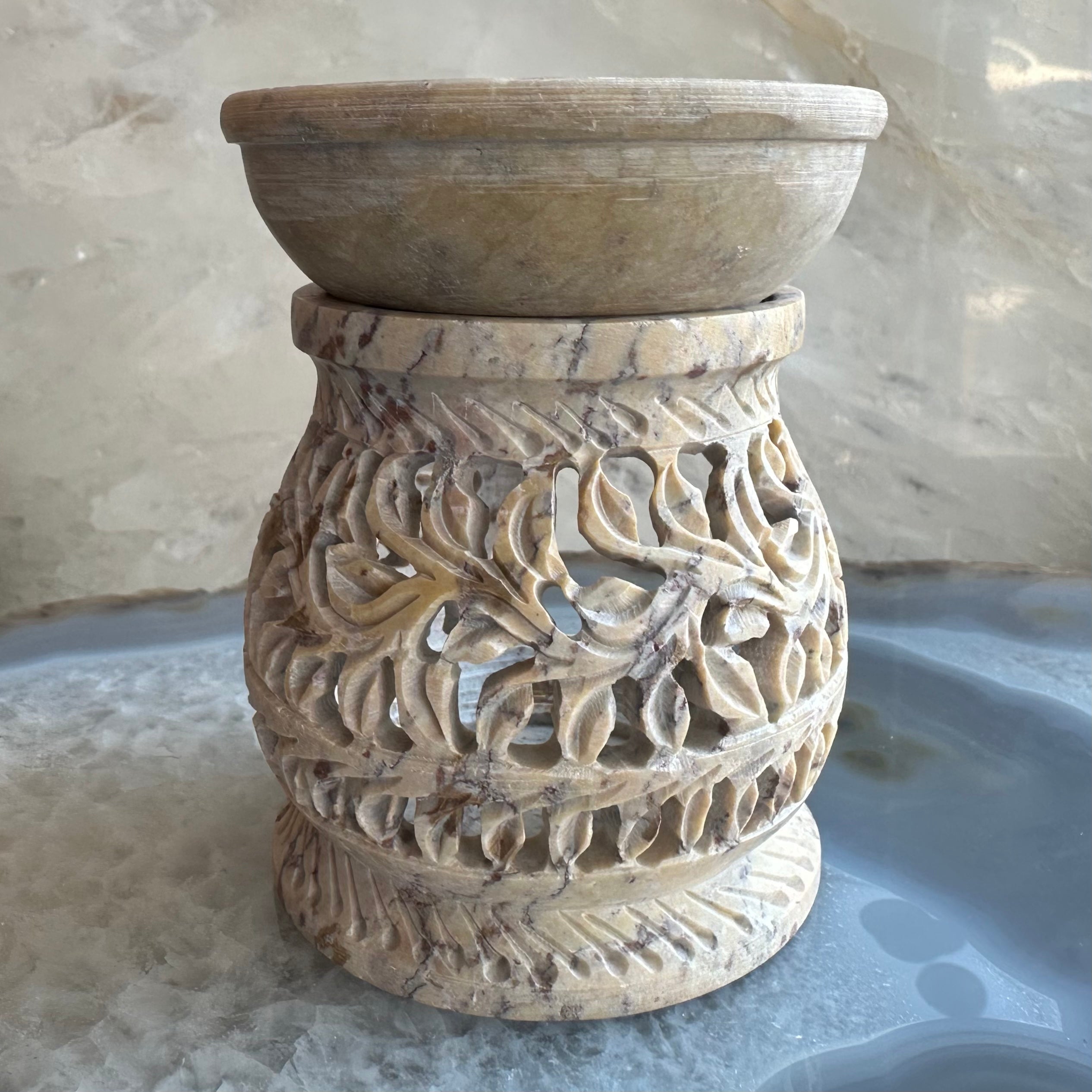 Carved Soapstone Essential Oil Burner 3" - New Age Realms