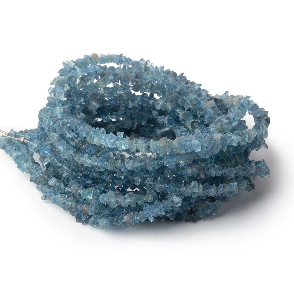 3-5mm Blue Aquamarine Raw Crystal Beads 16 inch 175 pieces - New Age Realms