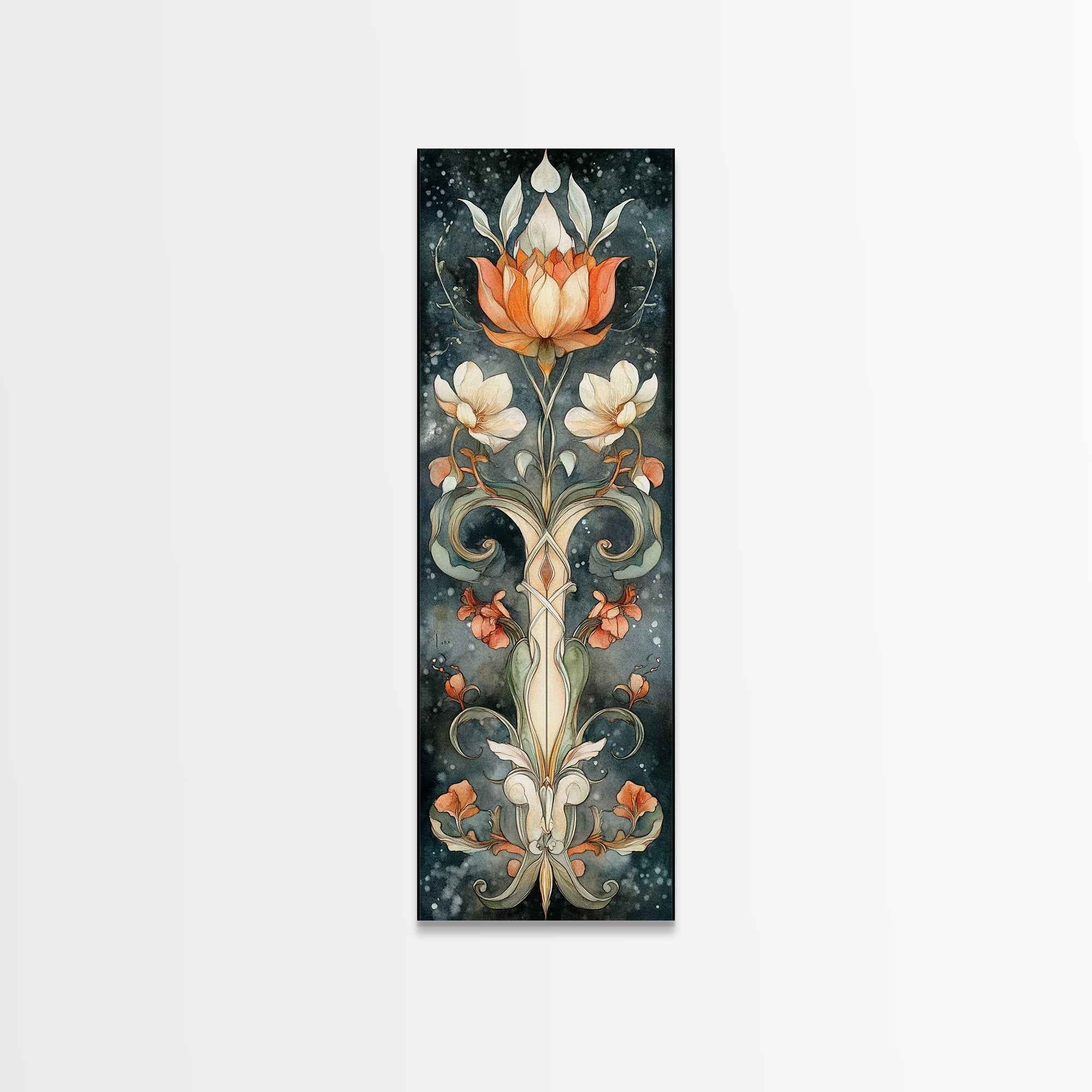 Canvas Print Sacred Geometry Wall Art Botanical Prints Art Nouveau Style Rustic Decor Skinny Wall Art Guest Room Art Christmas Gift
