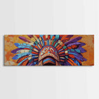 Native American Headdress, cultural art, afrocentric wall art, boho art, sacred geometry wall art, bold color art, framed canvas print, statement art