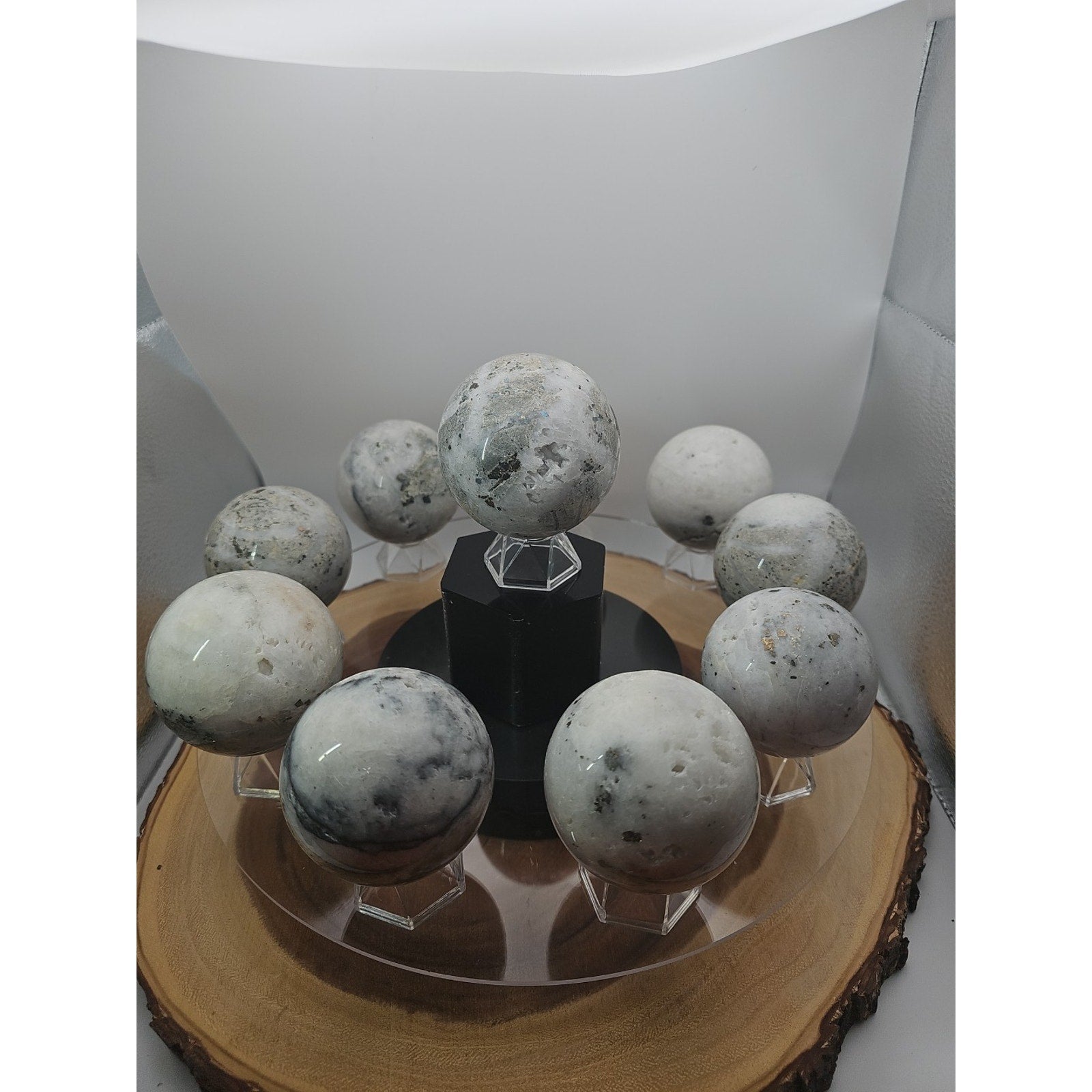 1 Each Natural Golden Pyrite & Jasper Crystal Sphere Ball Polished 55mm + - New Age Realms