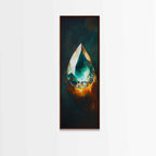 Blue Green Gemstone on Fire Canvas Print Abstract Sacred Geometry Art Moody Wall Art Unique Bedroom Decor Statement Piece