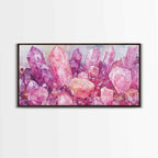 Pink Gemstone Art Framed Canvas Print Sacred Geometry Wall Art Whimsical Art Vertical Wall Art Bedroom Decor Unique Gift Idea
