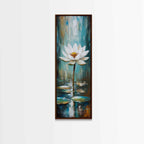 White Lotus, zen wall art, botanical prints, yoga art, teal wall art, sacred geometry wall art, framed canvas print, minimalist art