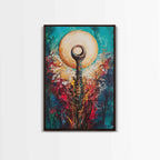 Sacred Symbol Artwork, sacred geometry wall art, abstract energy art, teal wall art, mystical artwork, framed canvas print, boho art, moody art