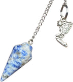 Natural Gemstone Smooth Conical Crystal Pendulum with Mystery Charm | Bag Charm - New Age Realms