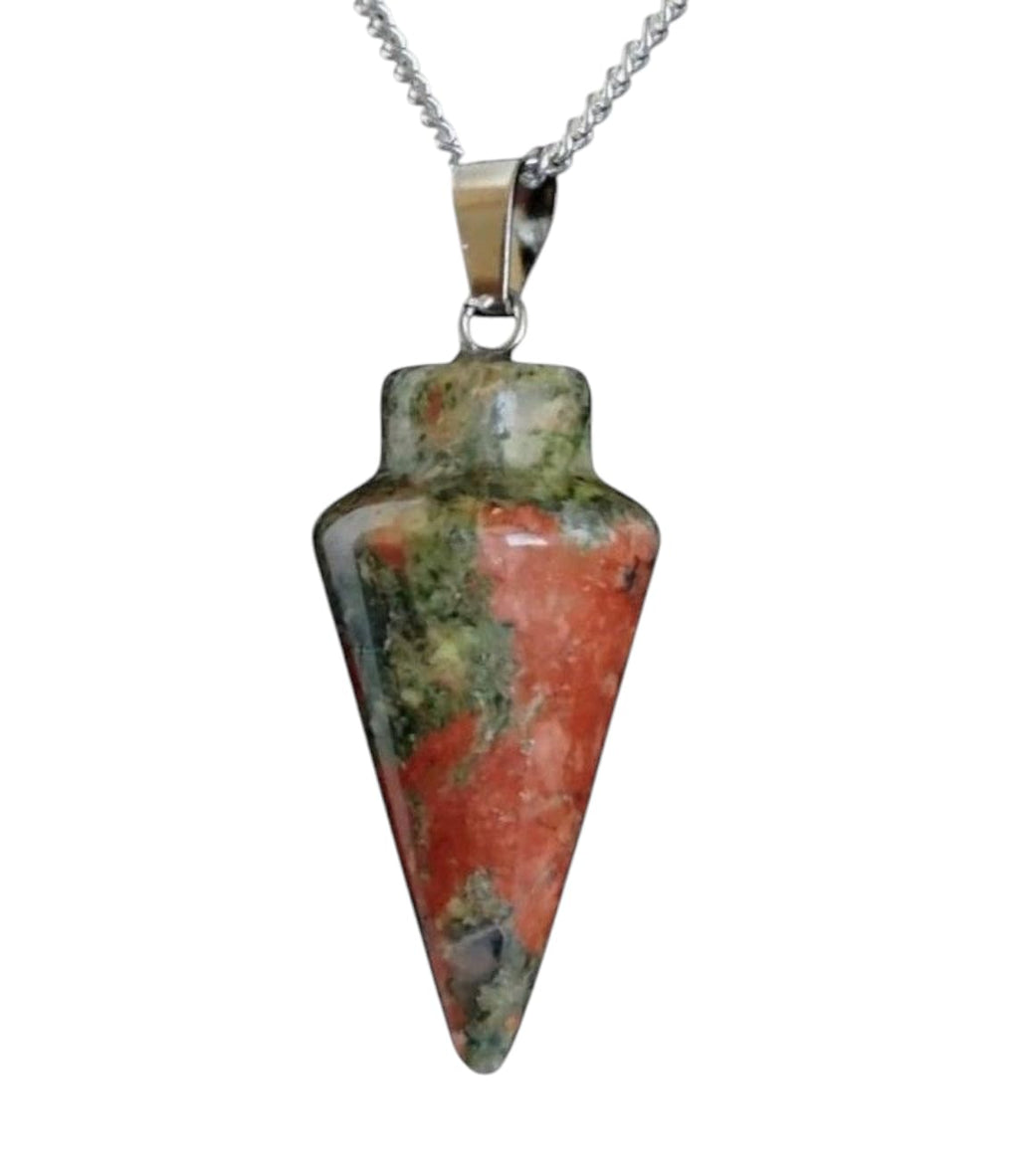Natural Gemstone Pendulum, 925 Sterling Silver Necklace