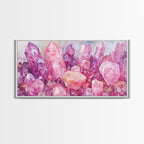 Sacred Geometry Pink Gemstone Framed Canvas Wall Art Print