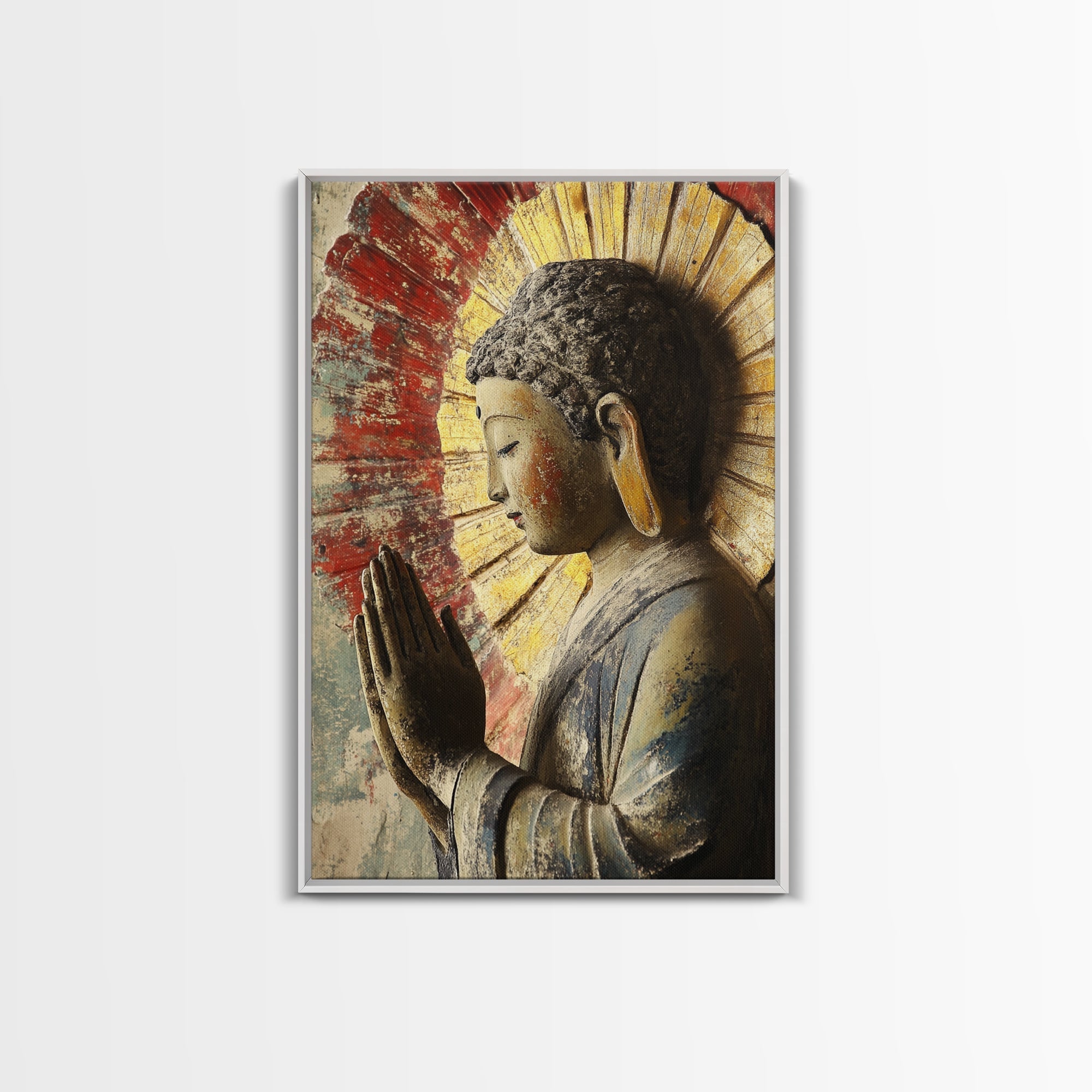 Sacred Geometry Buddha Framed Canvas Zen Wall Art